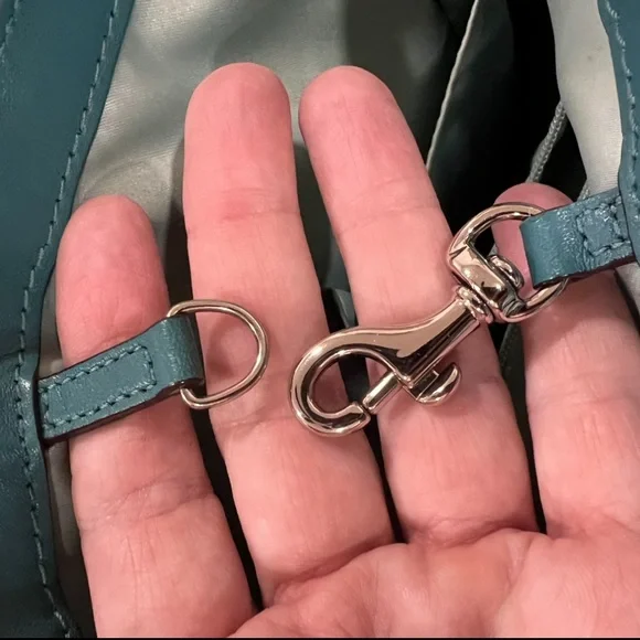 Coach Aubrey Aqua Marine-2 Tone Patent Leather Tote W/Shoulder Strap & Handles - Picture 12 of 16